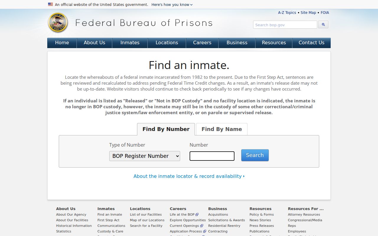 Howard County federal criminal custody lookup through the Bureau of Prisons
