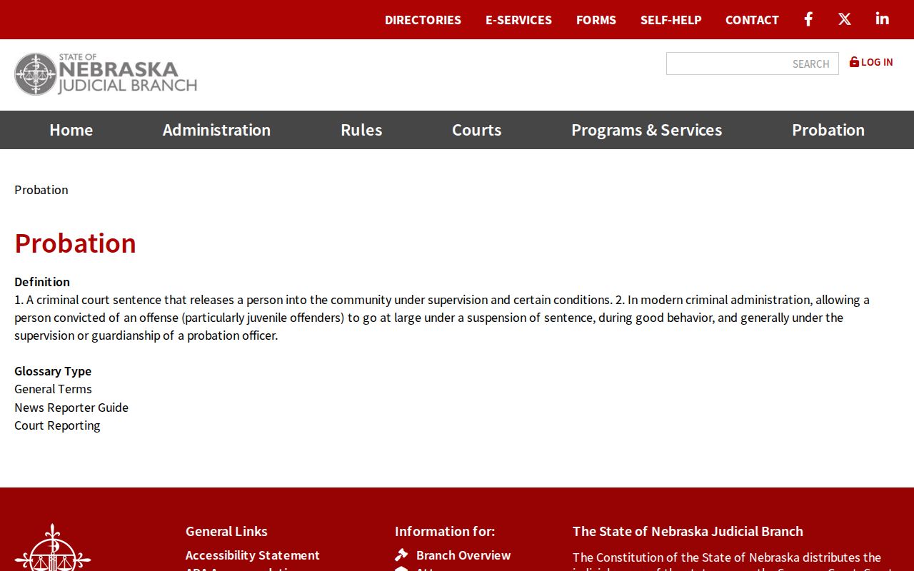 Howard County criminal probation information through Nebraska courts