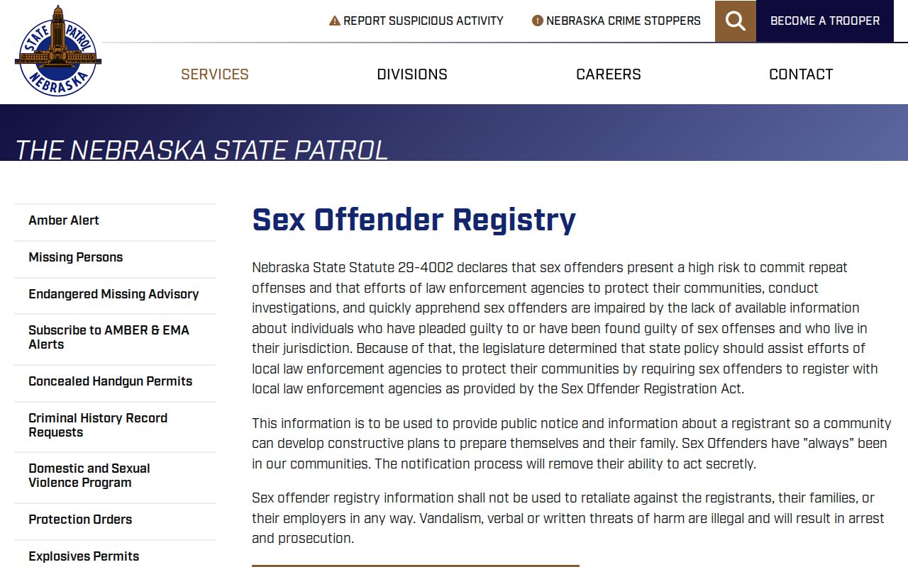 Howard County sex offender registry information from the Nebraska State Patrol
